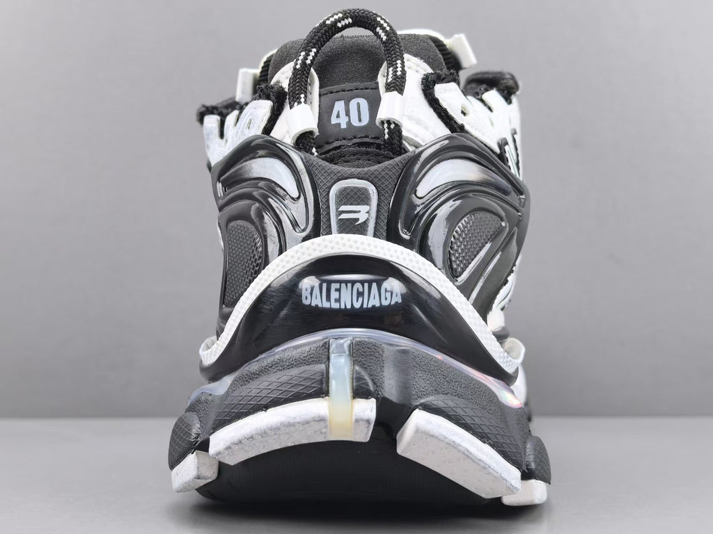 Premium Chunky Running Sneakers | Black White Sport Shoes  或