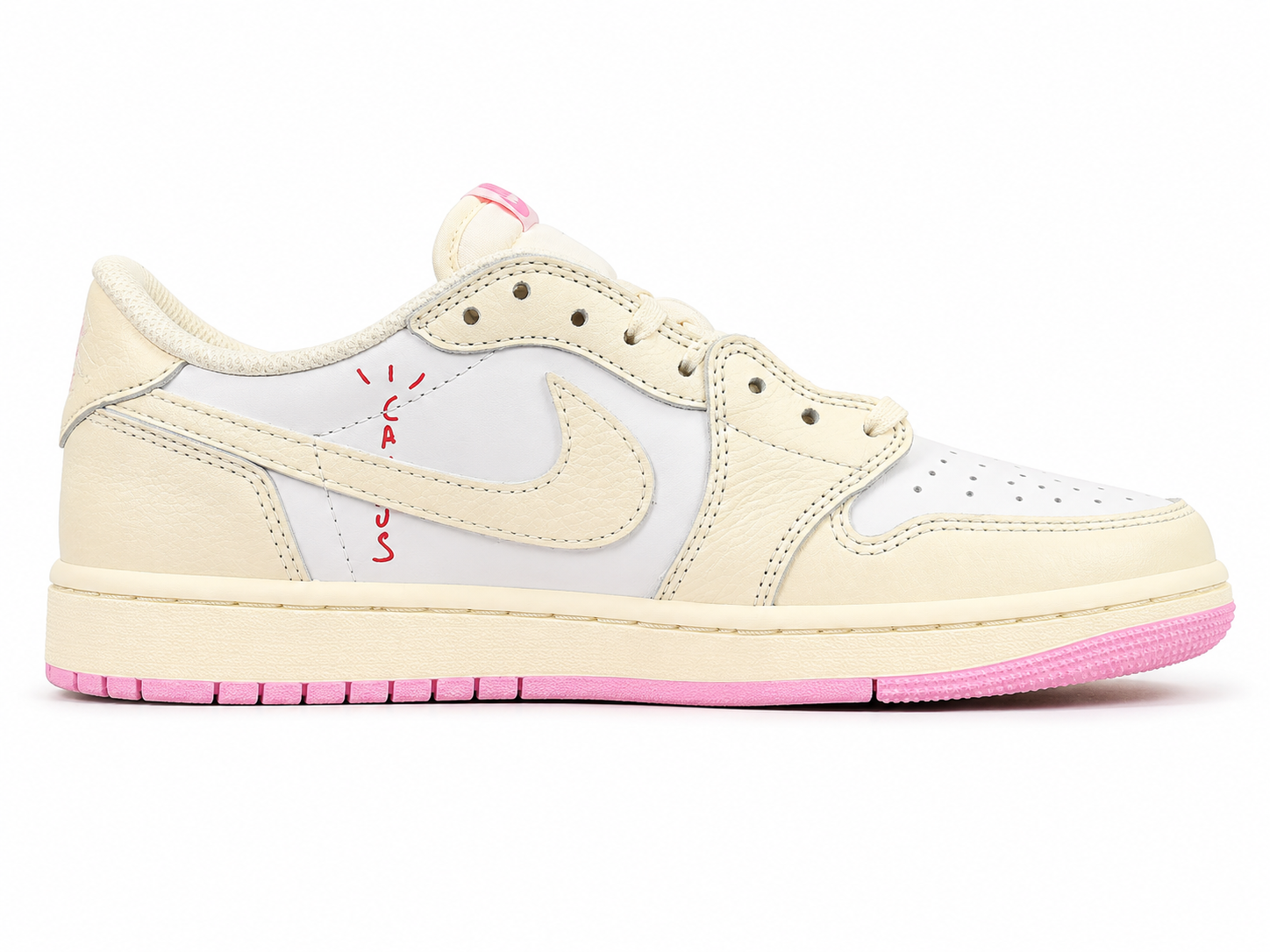 Cream Pink Low Top Casual Sneakers