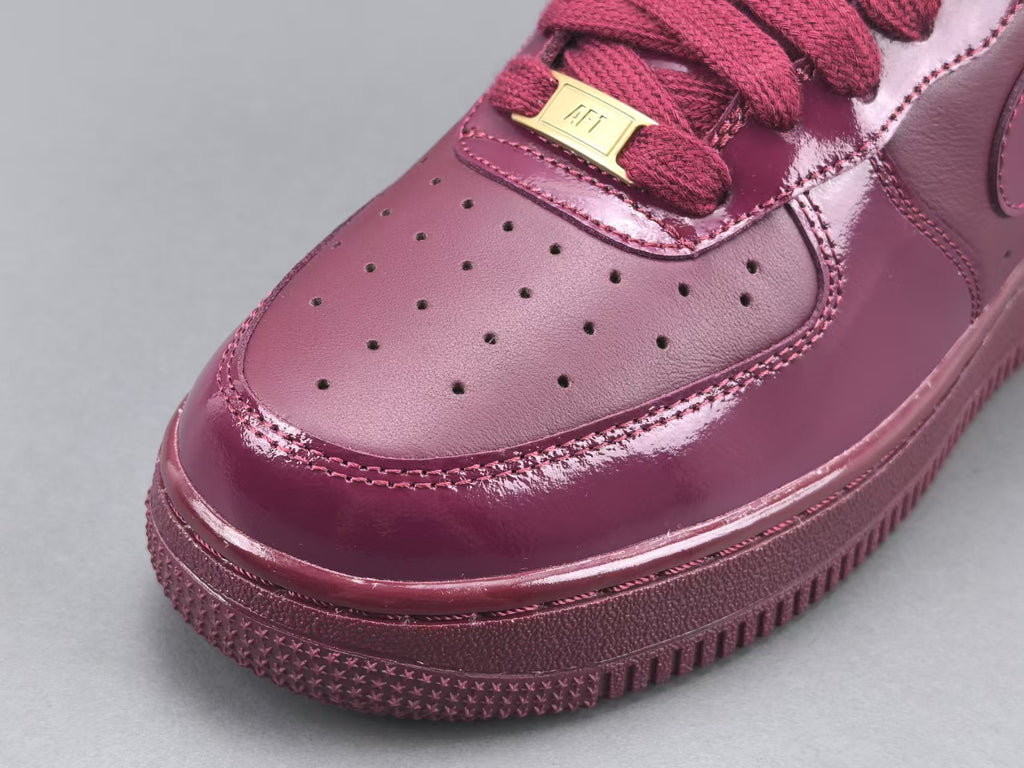 Burgundy Patent Leather Low Top Sneakers