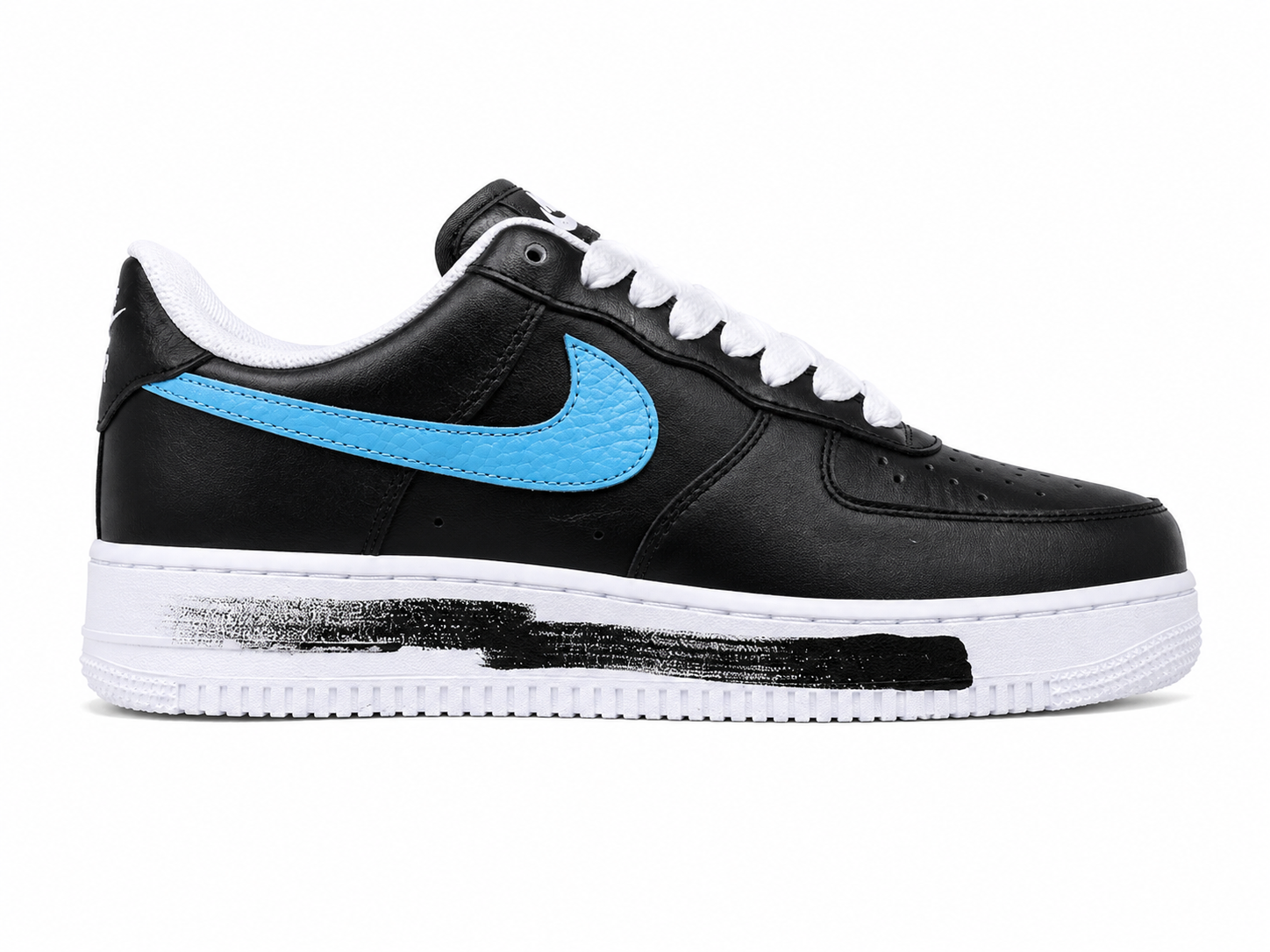 Black Leather Low Top Sneakers with Color Accent Design