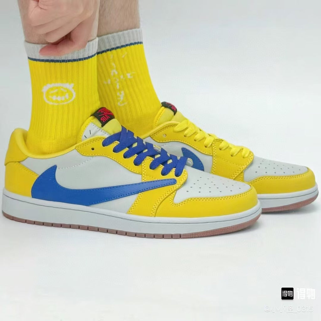 Yellow & Blue Low Top Sneakers | Premium Casual Sports Shoes