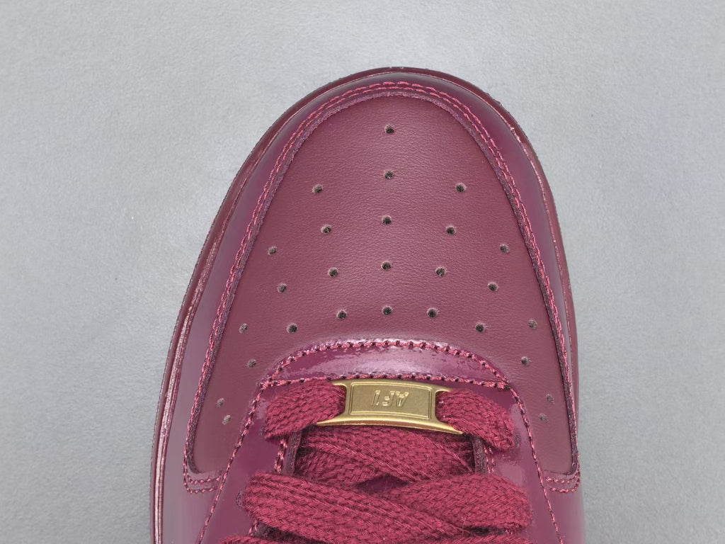 Burgundy Patent Leather Low Top Sneakers