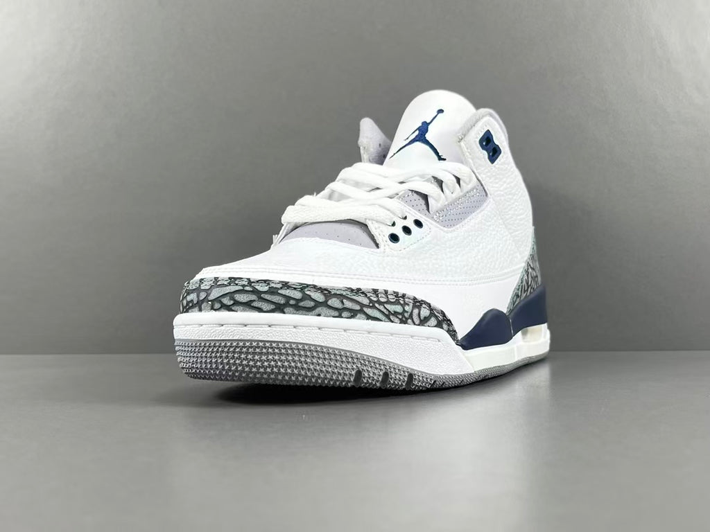 Premium White Navy Blue Leather Sneakers