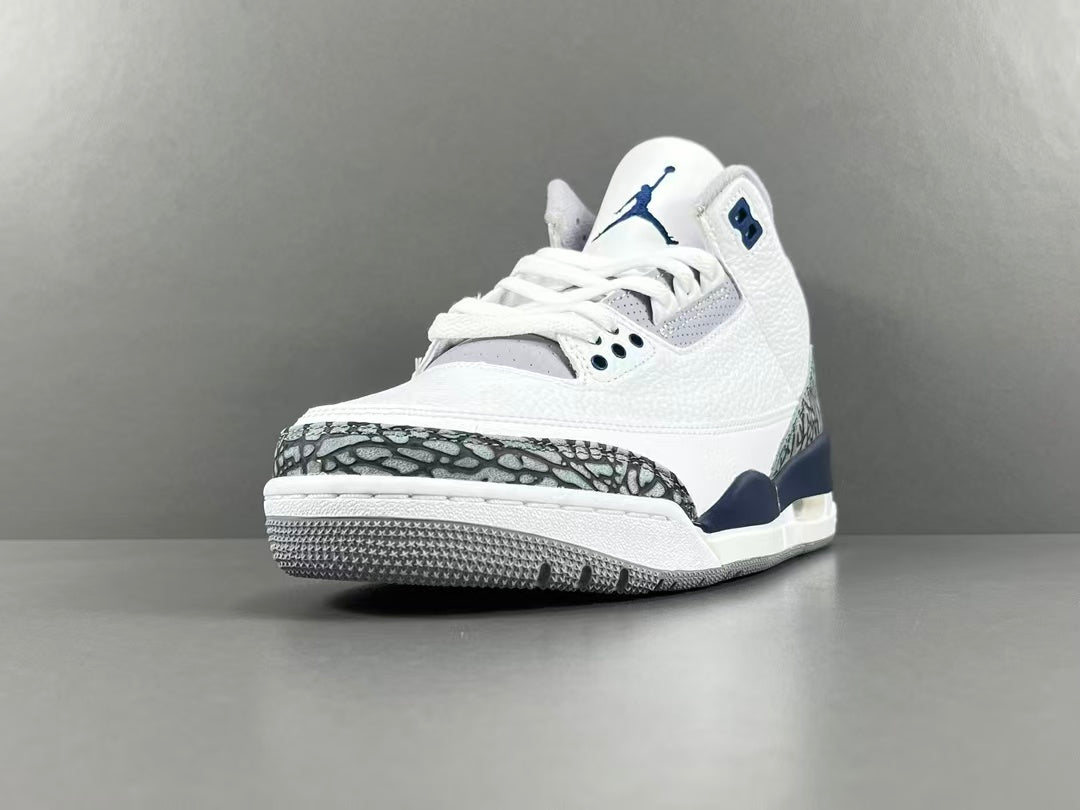 Premium White Navy Blue Leather Sneakers