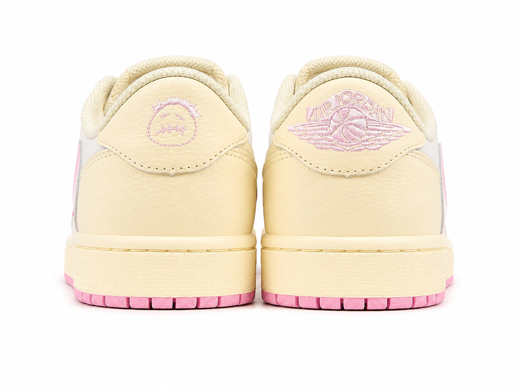 Cream Pink Low Top Casual Sneakers