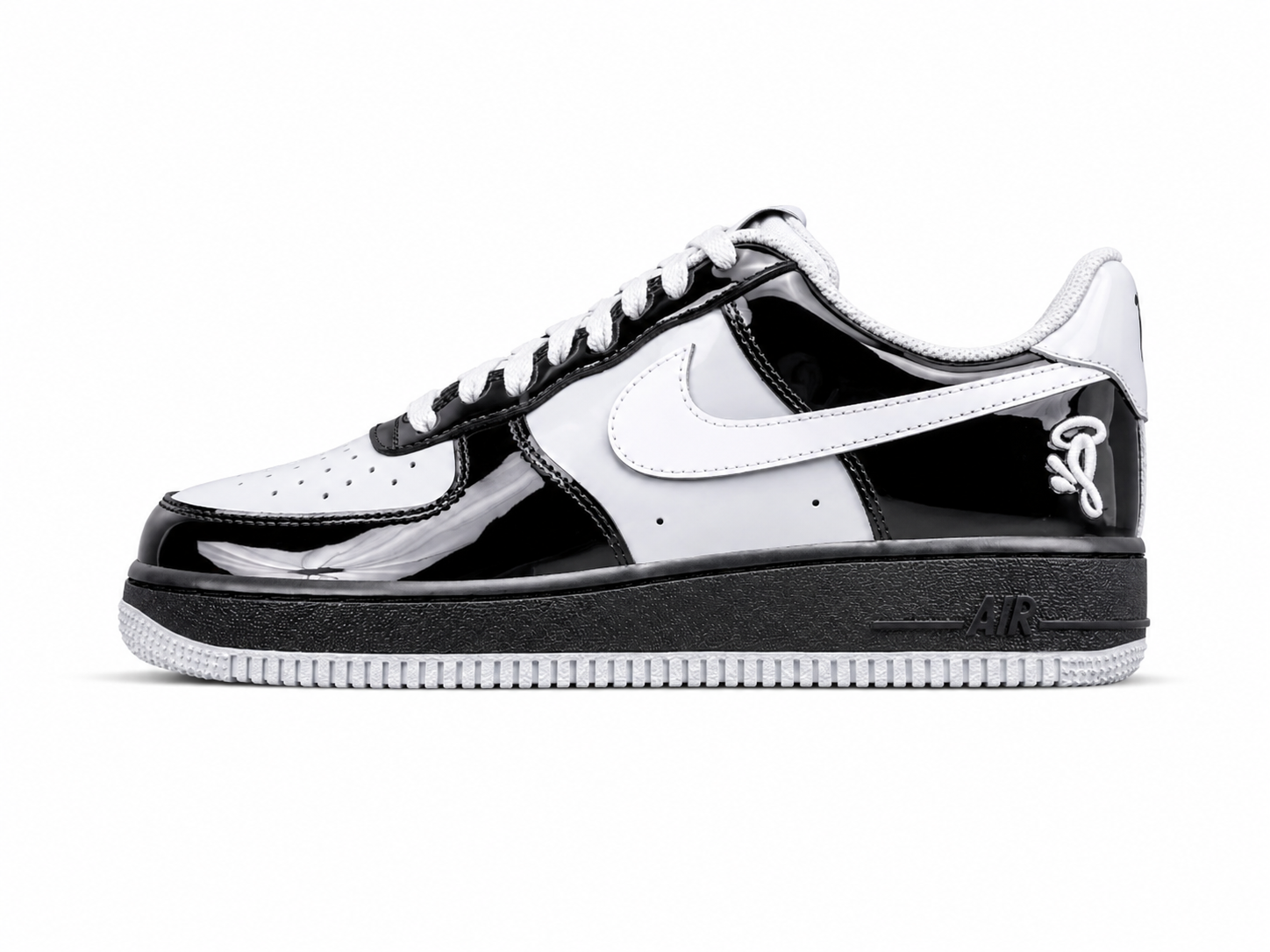 Black & White Patent Leather Low Top Sneakers