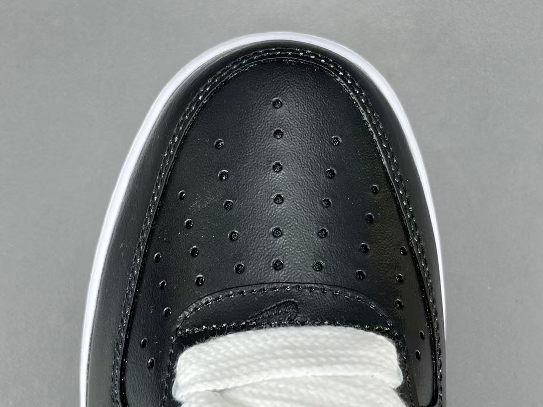 Black Leather Low Top Sneakers with Color Accent Design