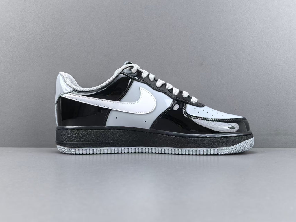 Black & White Patent Leather Low Top Sneakers