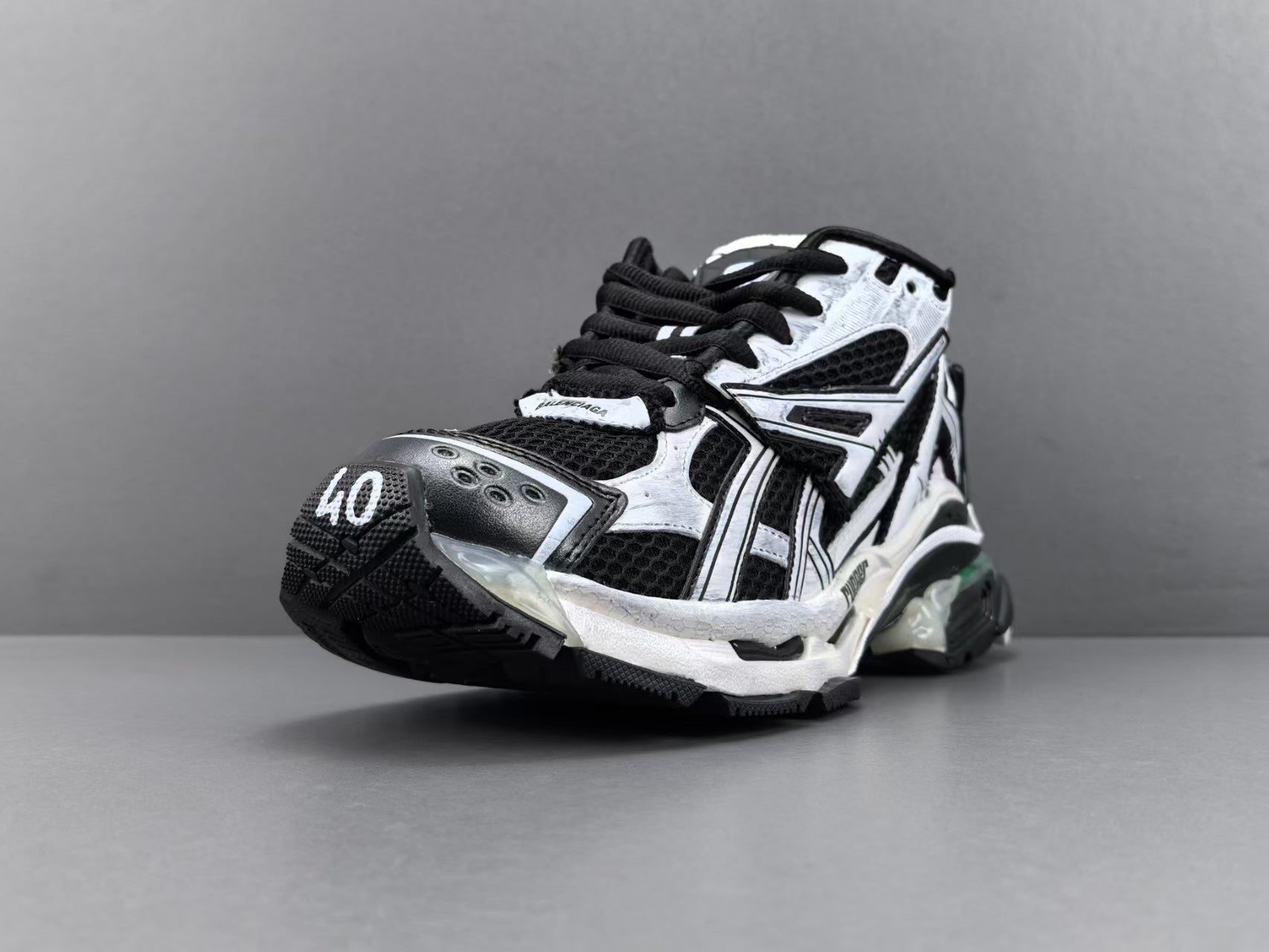 Premium Chunky Running Sneakers | Black White Sport Shoes  或