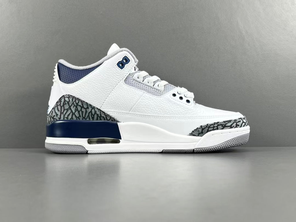 Premium White Navy Blue Leather Sneakers