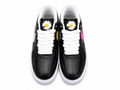 Black Leather Low Top Sneakers with Color Accent Design