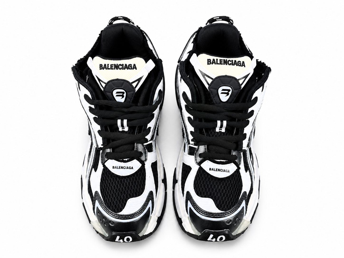 Premium Chunky Running Sneakers | Black White Sport Shoes  或