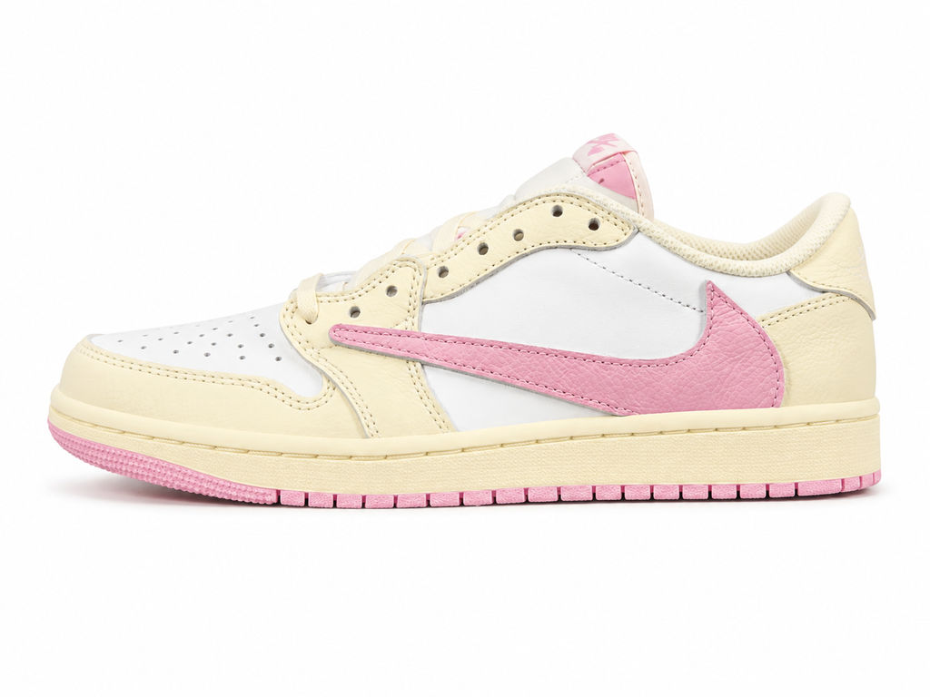 Cream Pink Low Top Casual Sneakers