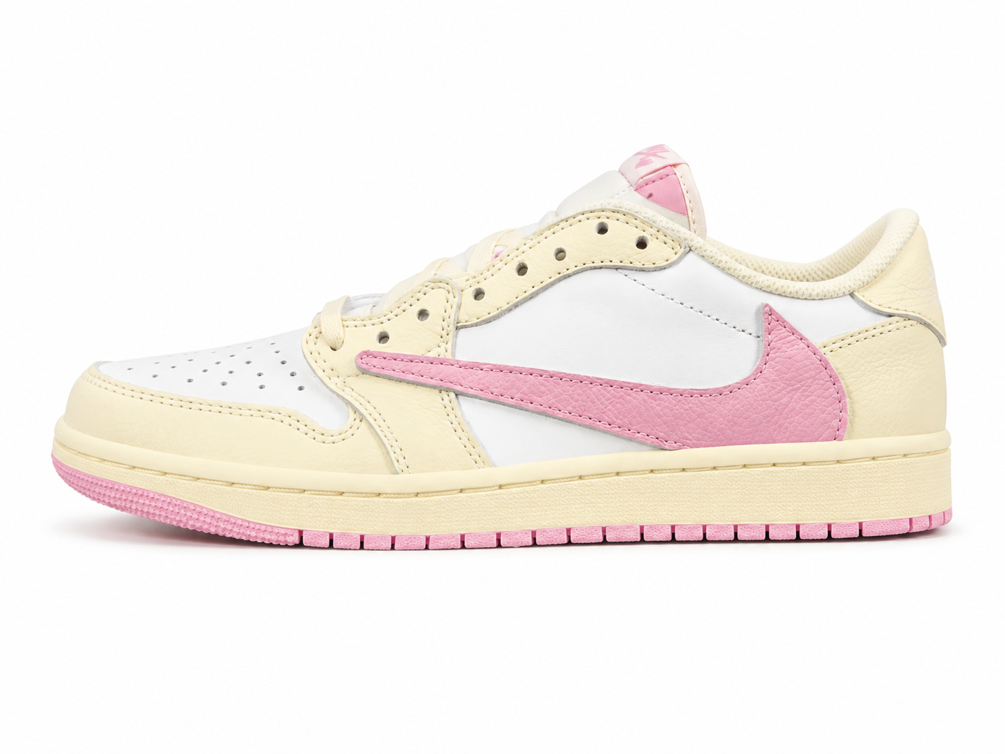 Cream Pink Low Top Casual Sneakers