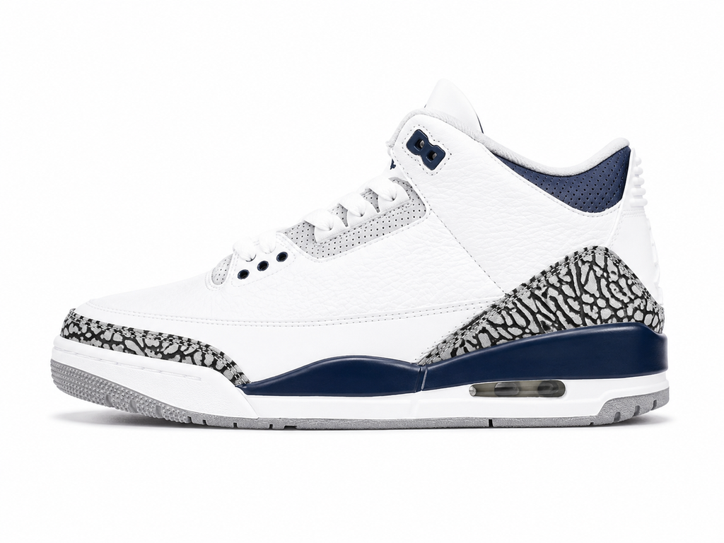 Premium White Navy Blue Leather Sneakers