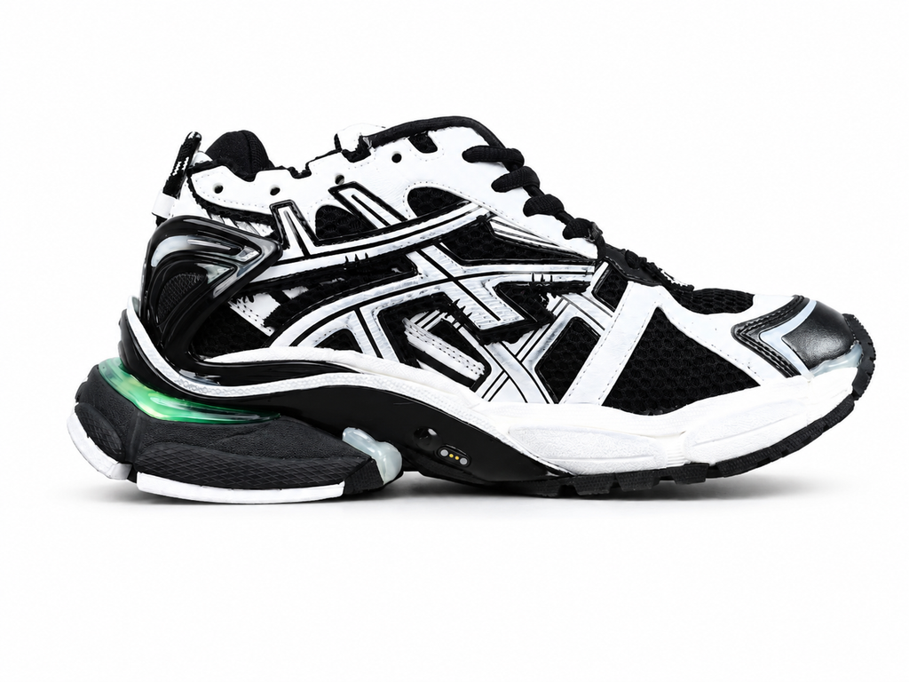 Premium Chunky Running Sneakers | Black White Sport Shoes  或