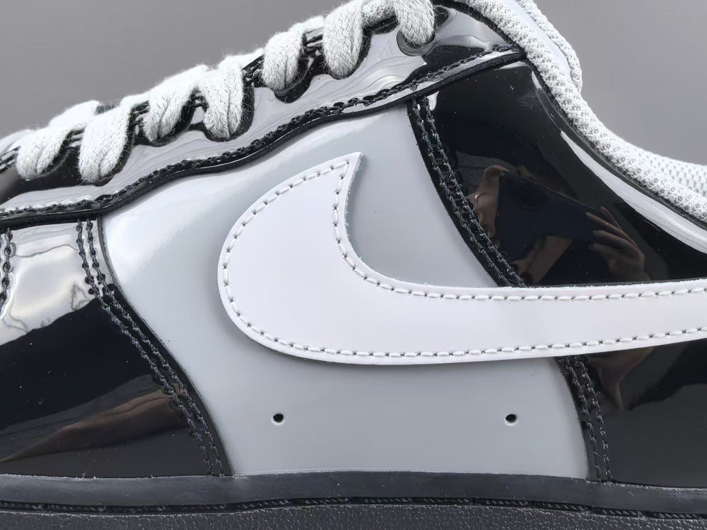 Black & White Patent Leather Low Top Sneakers