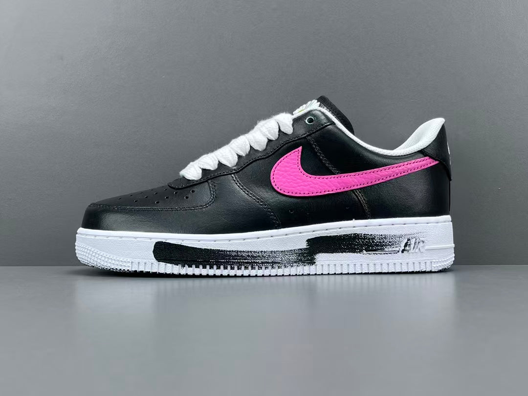 Black Leather Low Top Sneakers with Color Accent Design