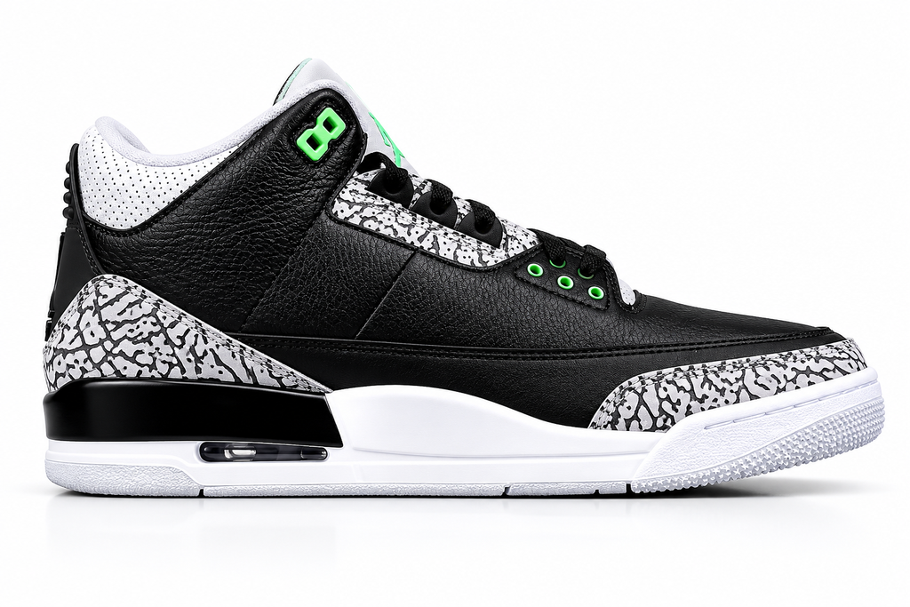 Black & Green Basketball Sneakers | Premium Leather Sports Shoes