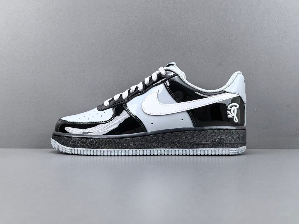 Black & White Patent Leather Low Top Sneakers