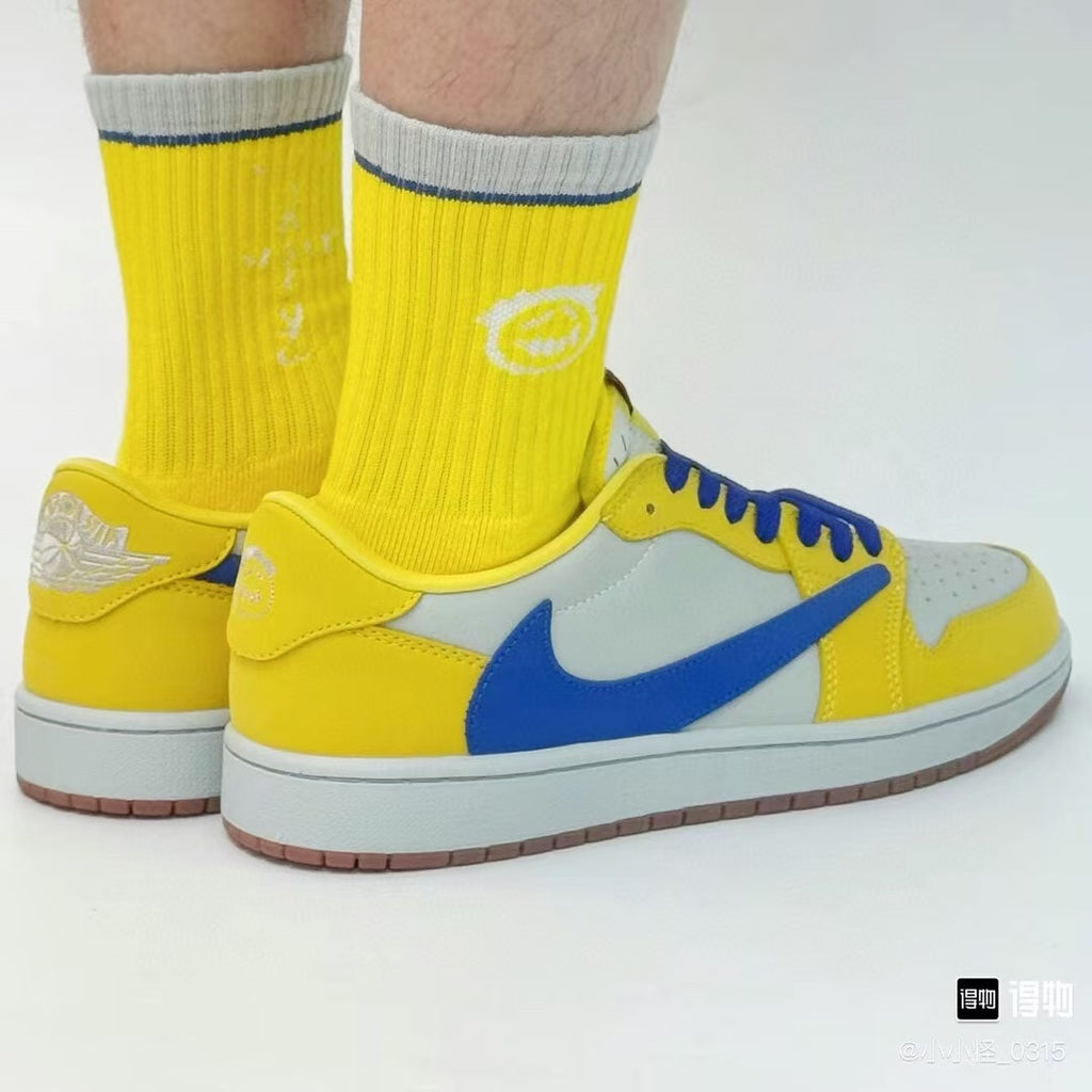 Yellow & Blue Low Top Sneakers | Premium Casual Sports Shoes
