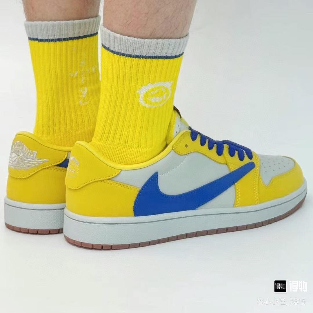 Yellow & Blue Low Top Sneakers | Premium Casual Sports Shoes