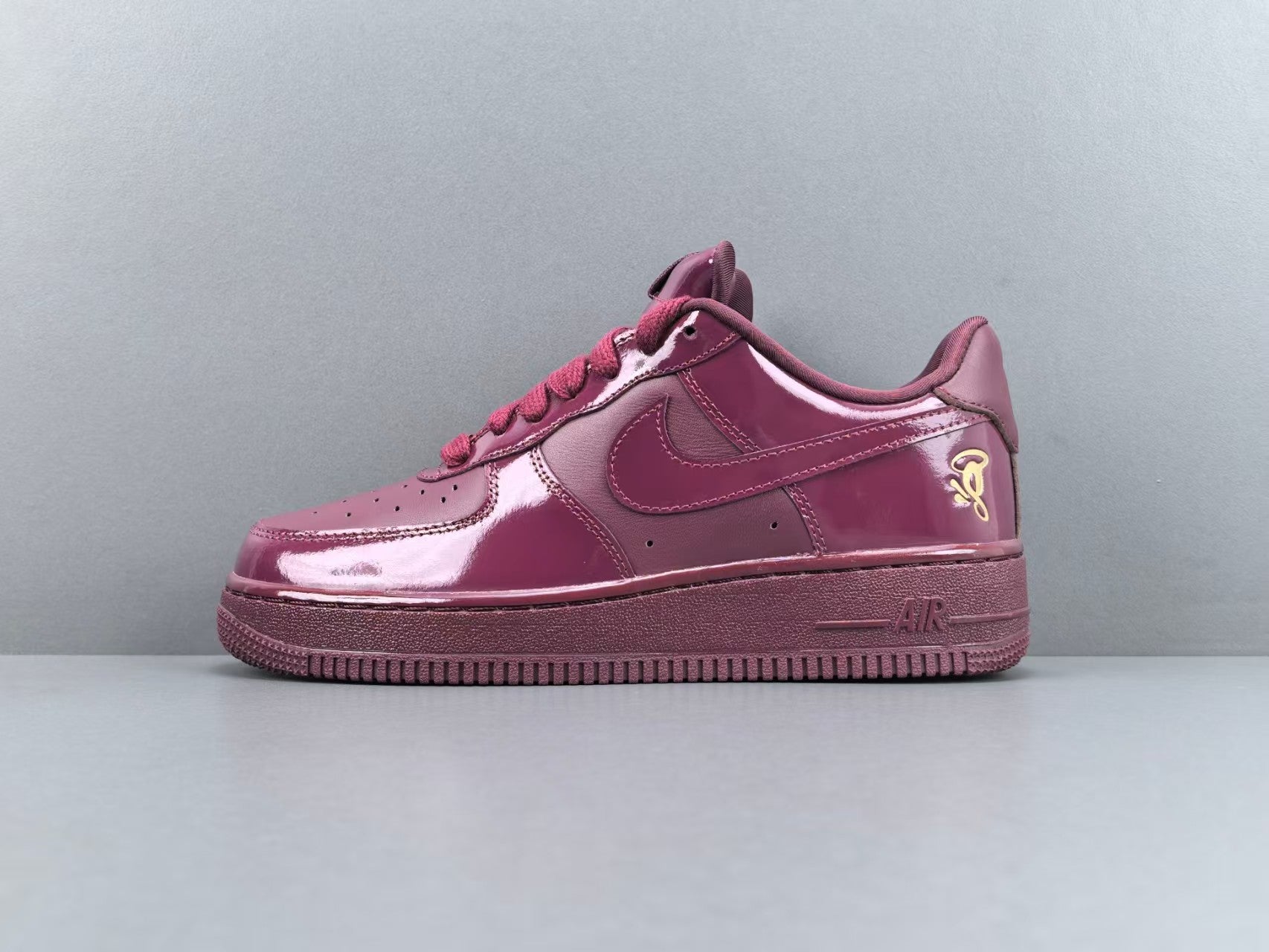 Burgundy Patent Leather Low Top Sneakers