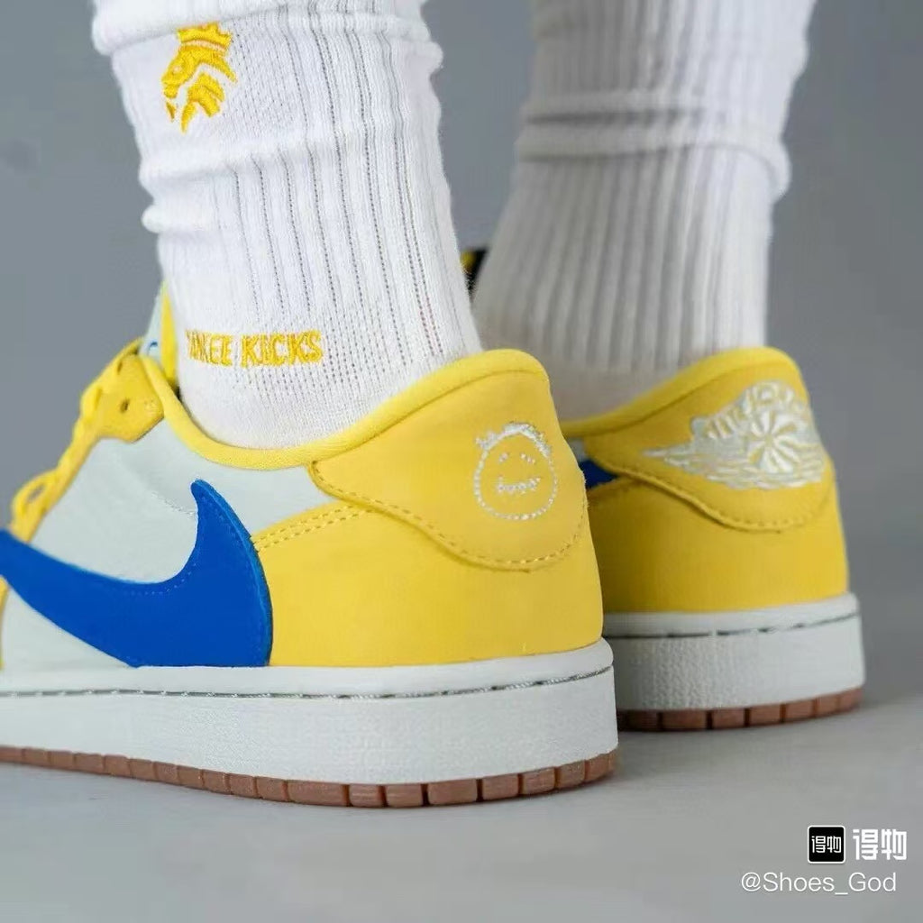 Yellow & Blue Low Top Sneakers | Premium Casual Sports Shoes