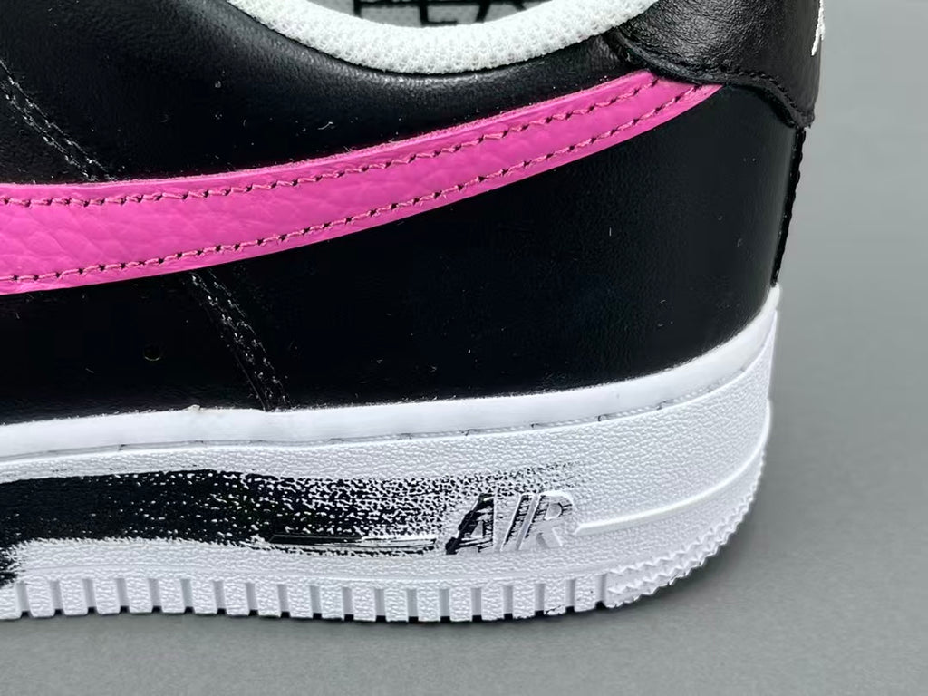 Black Leather Low Top Sneakers with Color Accent Design