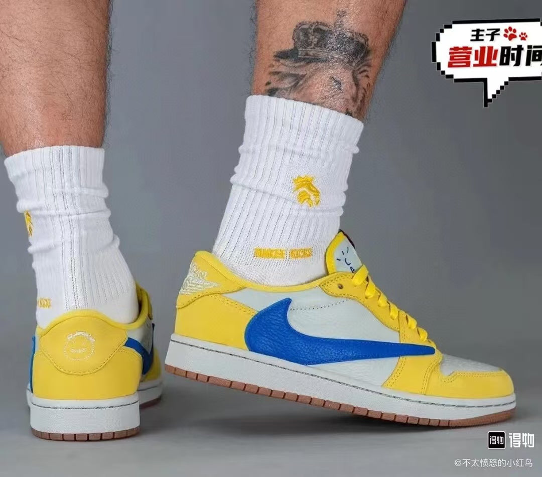 Yellow & Blue Low Top Sneakers | Premium Casual Sports Shoes
