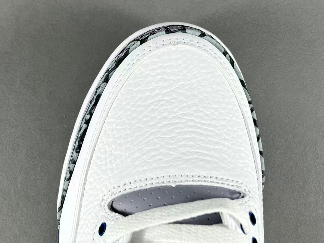 Premium White Navy Blue Leather Sneakers