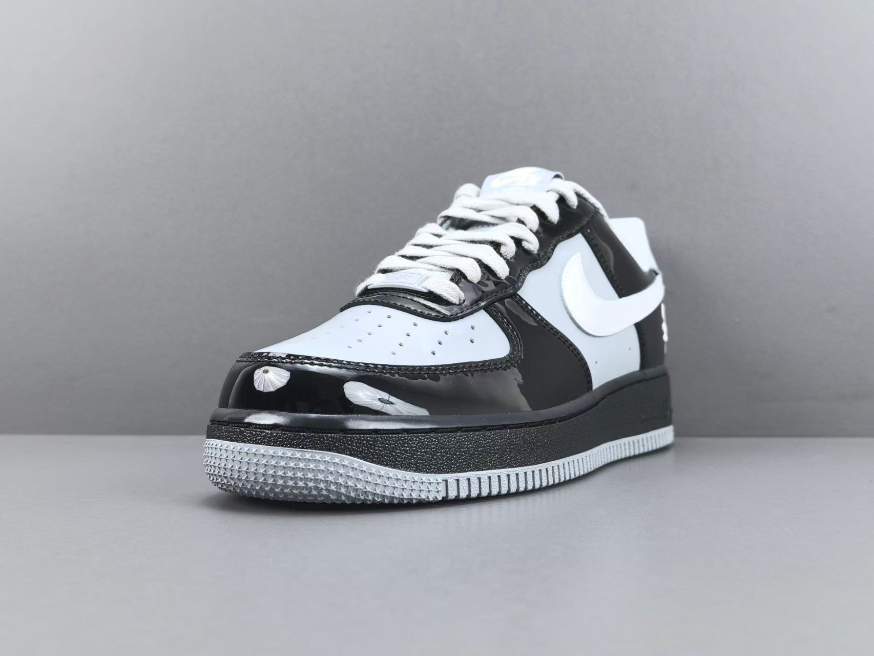 Black & White Patent Leather Low Top Sneakers