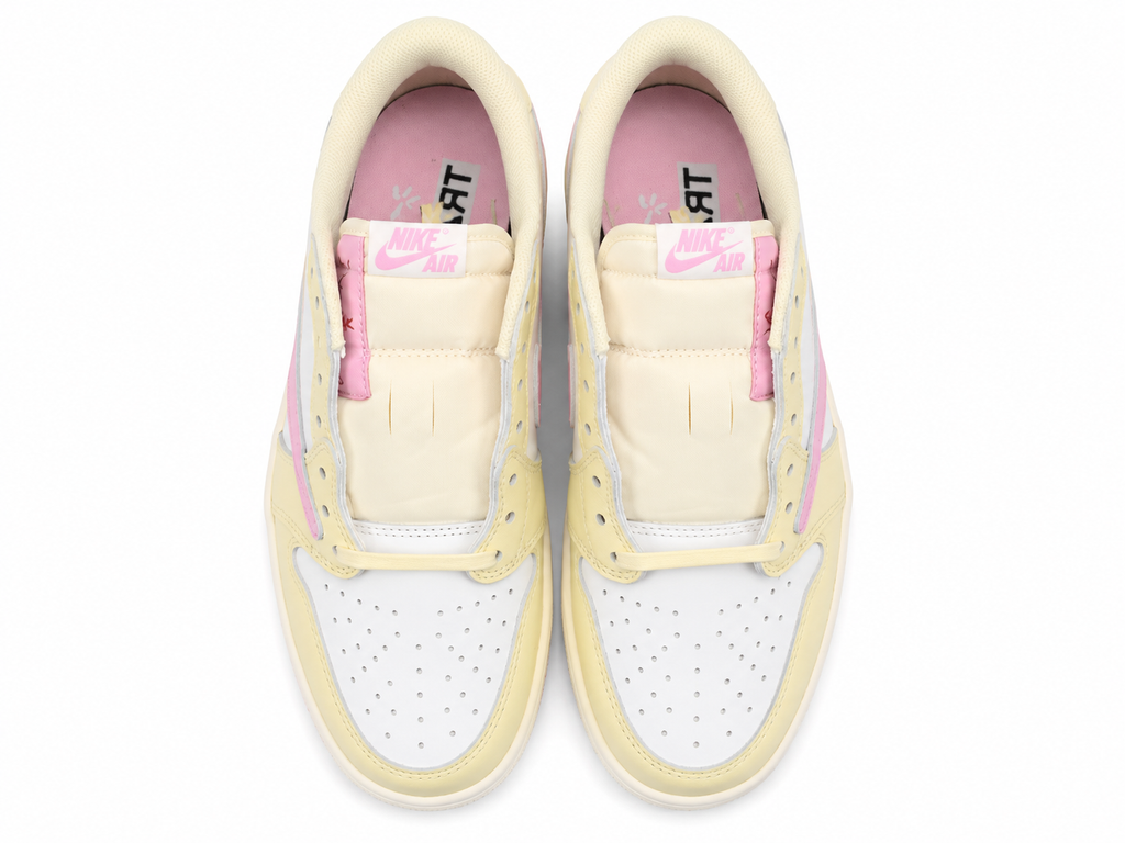 Cream Pink Low Top Casual Sneakers
