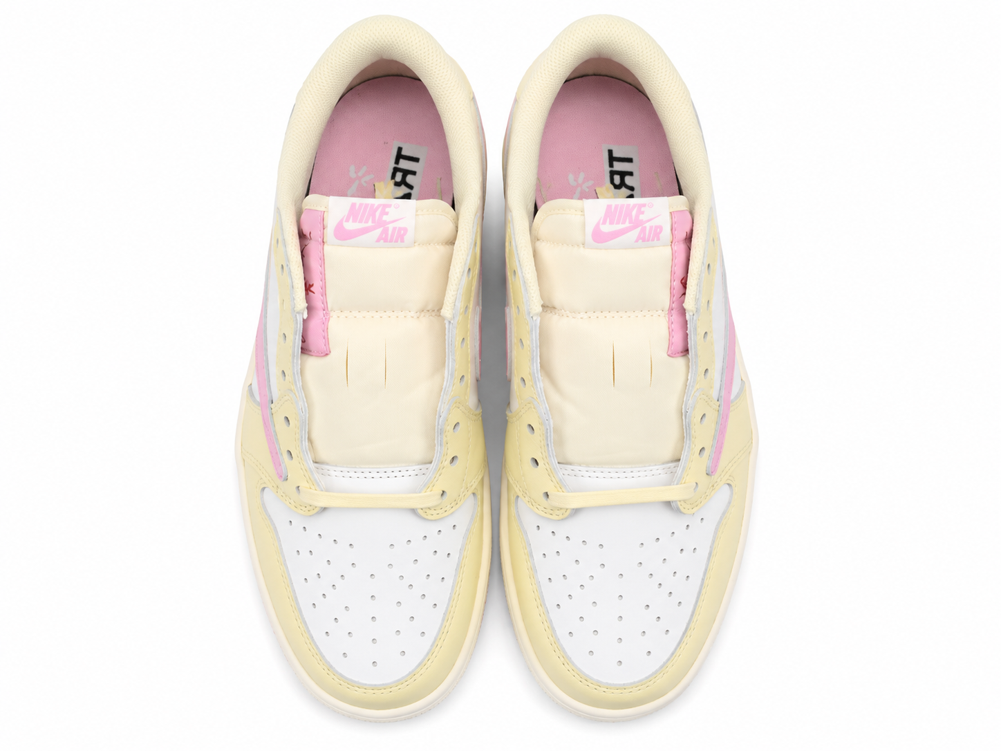 Cream Pink Low Top Casual Sneakers