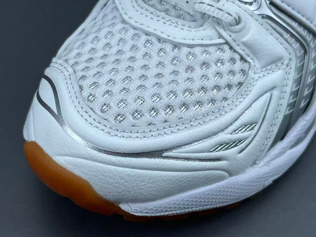 White Silver Running Shoes | Breathable Athletic Sneakers