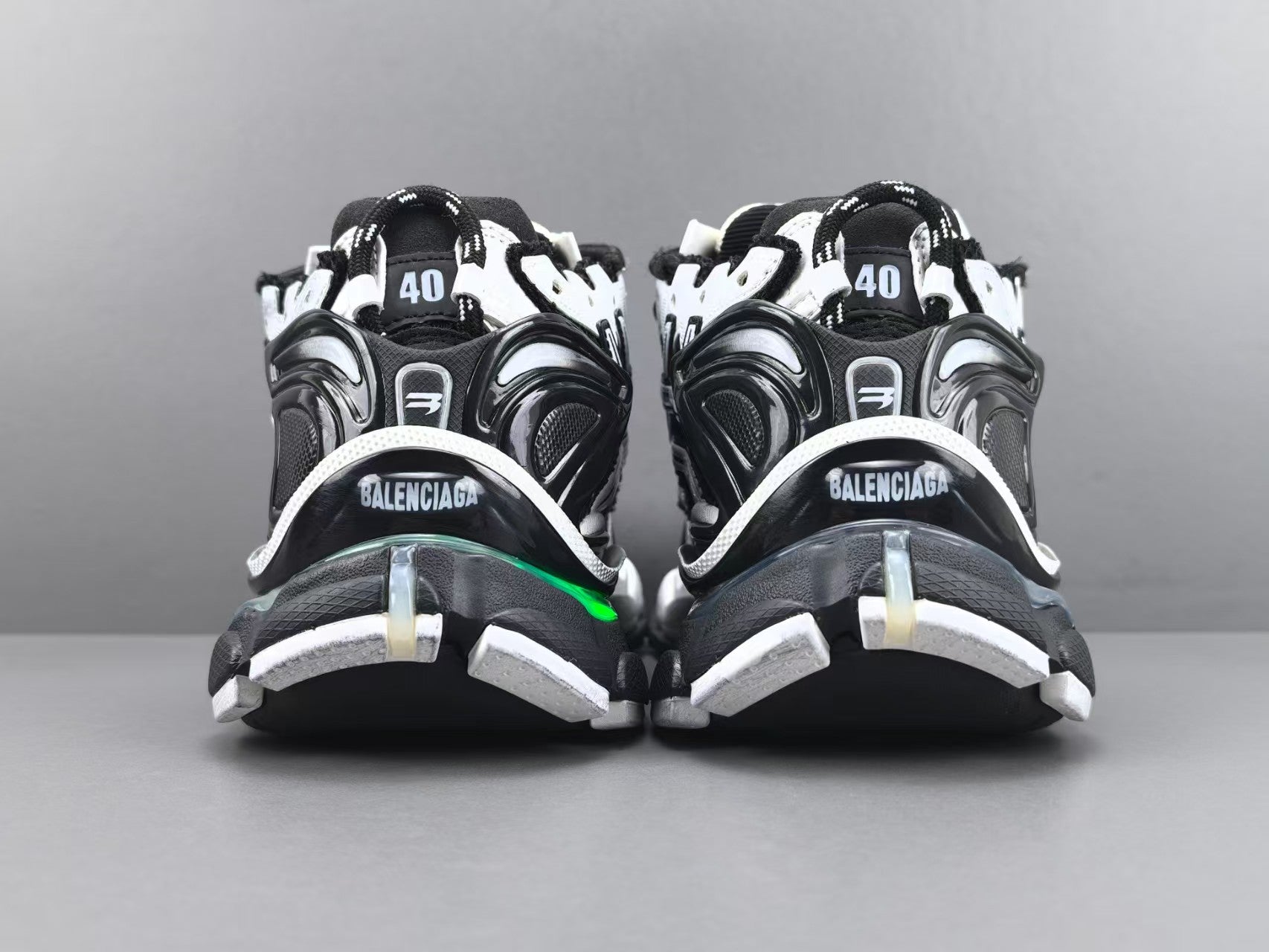 Premium Chunky Running Sneakers | Black White Sport Shoes  或