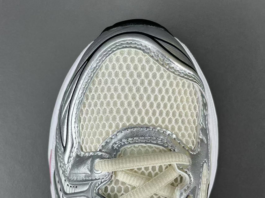Women's Silver Pink Retro Running Shoes | Breathable Mesh Sneakers