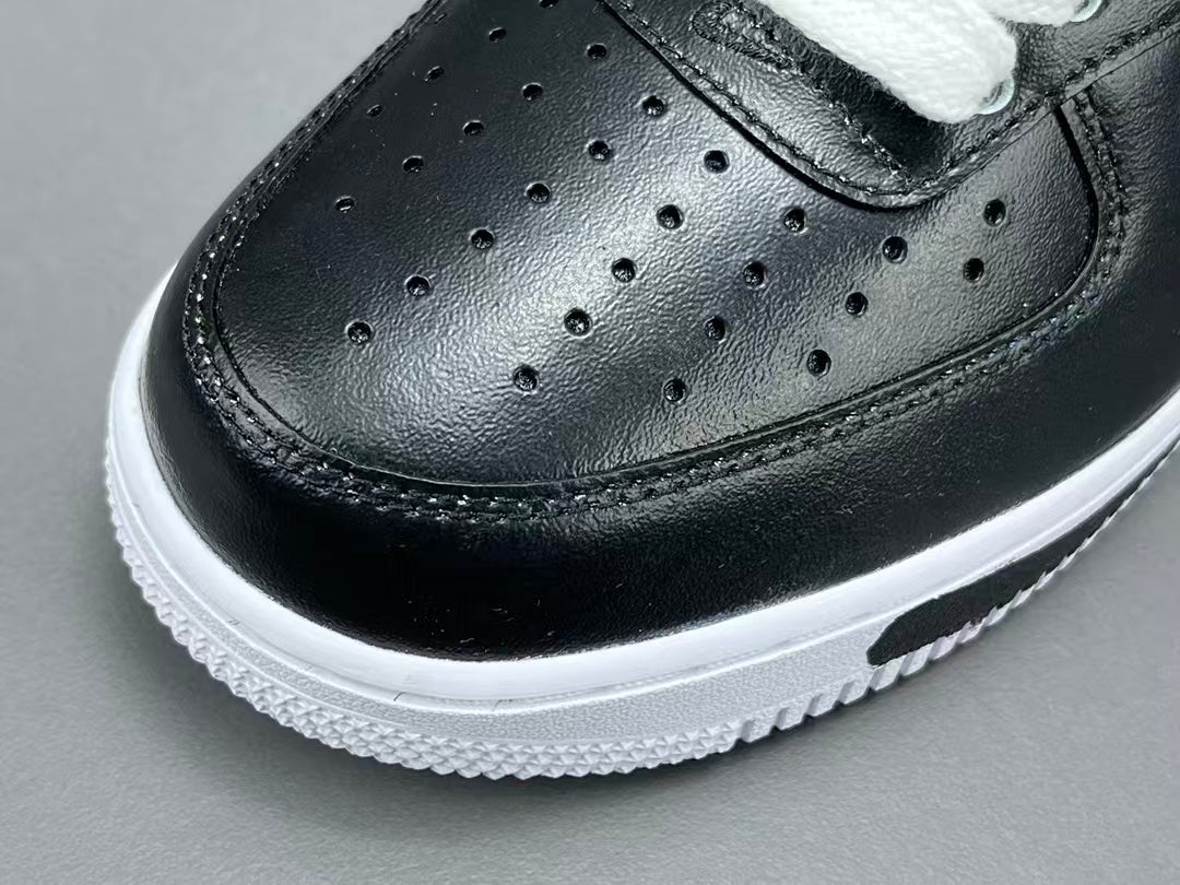 Black Leather Low Top Sneakers with Color Accent Design