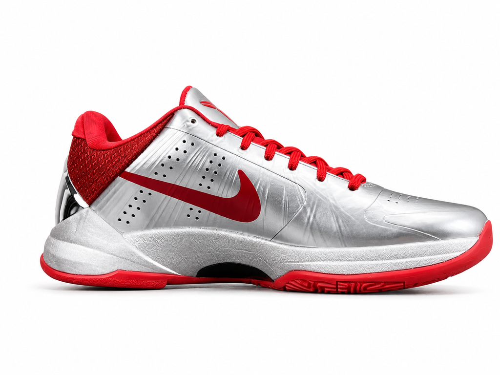 Silver Red Basketball Shoes | High-Traction Performance Sneakers