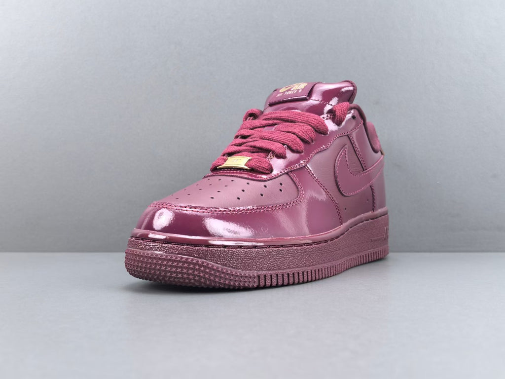Burgundy Patent Leather Low Top Sneakers