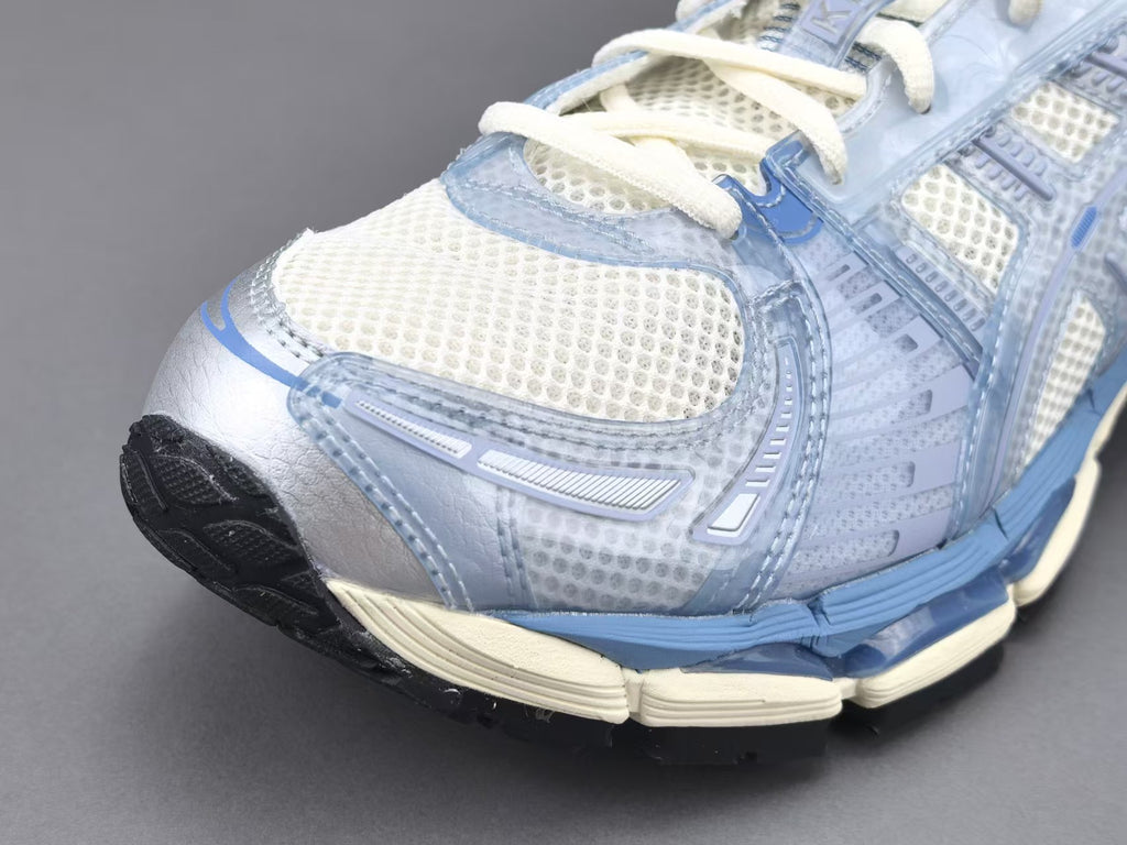 Light Blue Retro Running Sneakers | Breathable Mesh Sports Shoes
