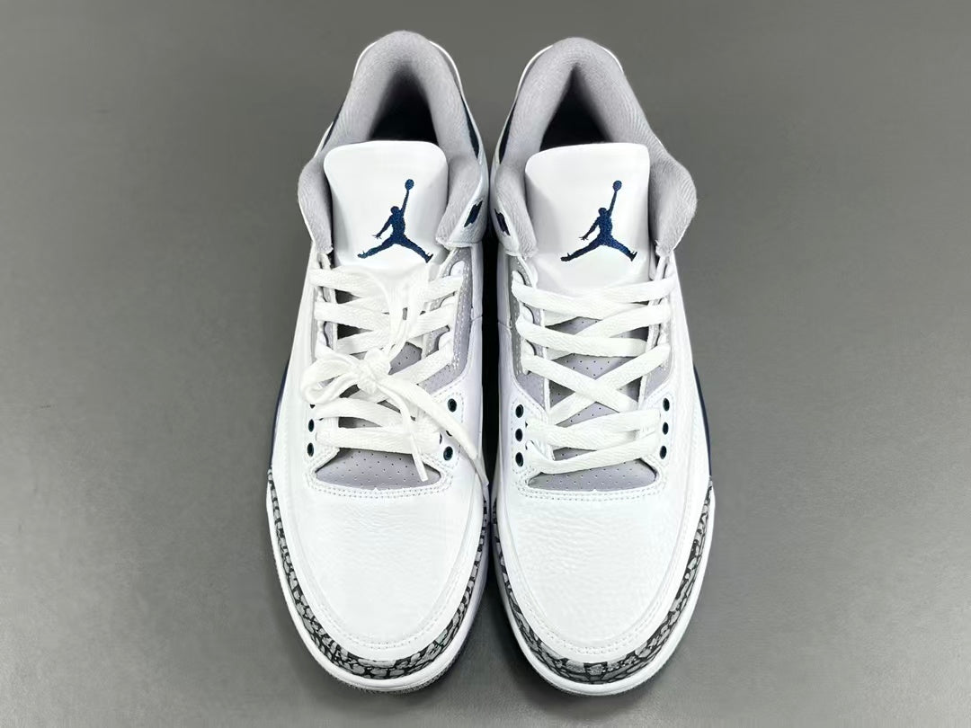 Premium White Navy Blue Leather Sneakers