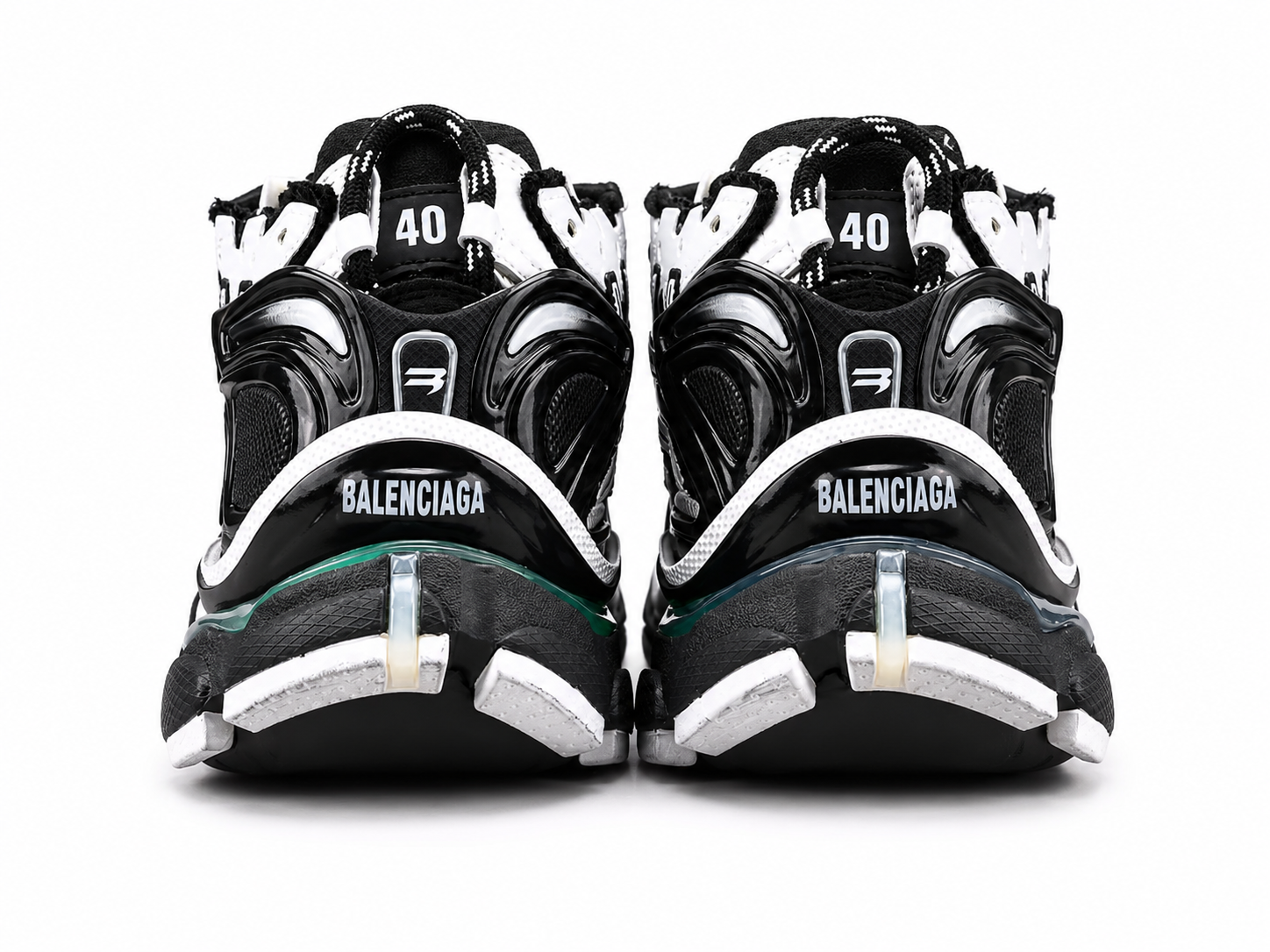 Premium Chunky Running Sneakers | Black White Sport Shoes  或