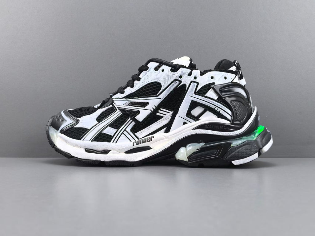 Premium Chunky Running Sneakers | Black White Sport Shoes  或