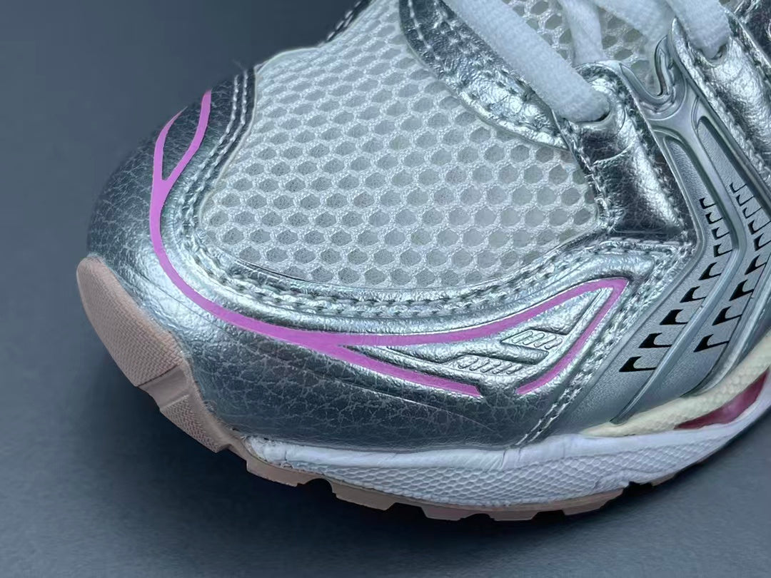 Women's Silver Pink Mesh Running Sneakers | Lightweight Cushion Sports Shoes