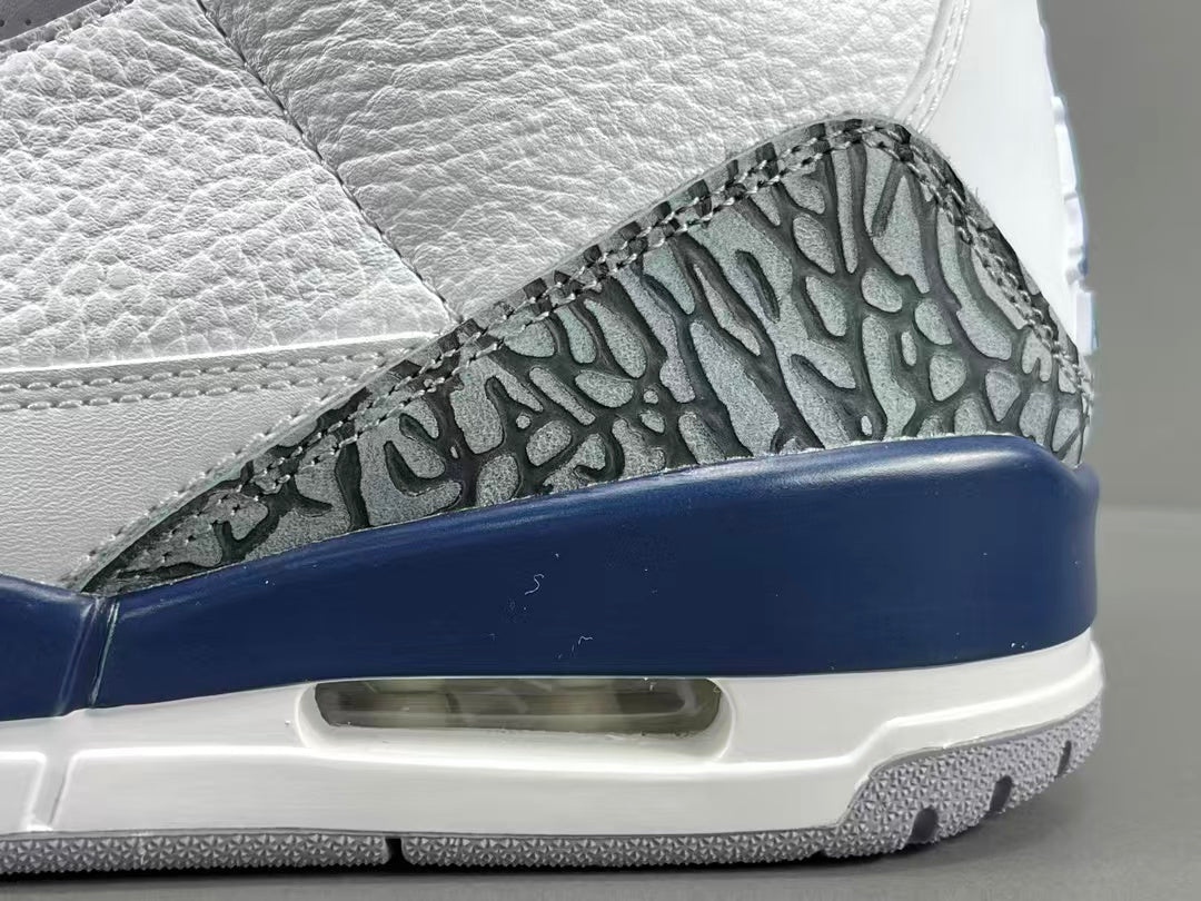Premium White Navy Blue Leather Sneakers