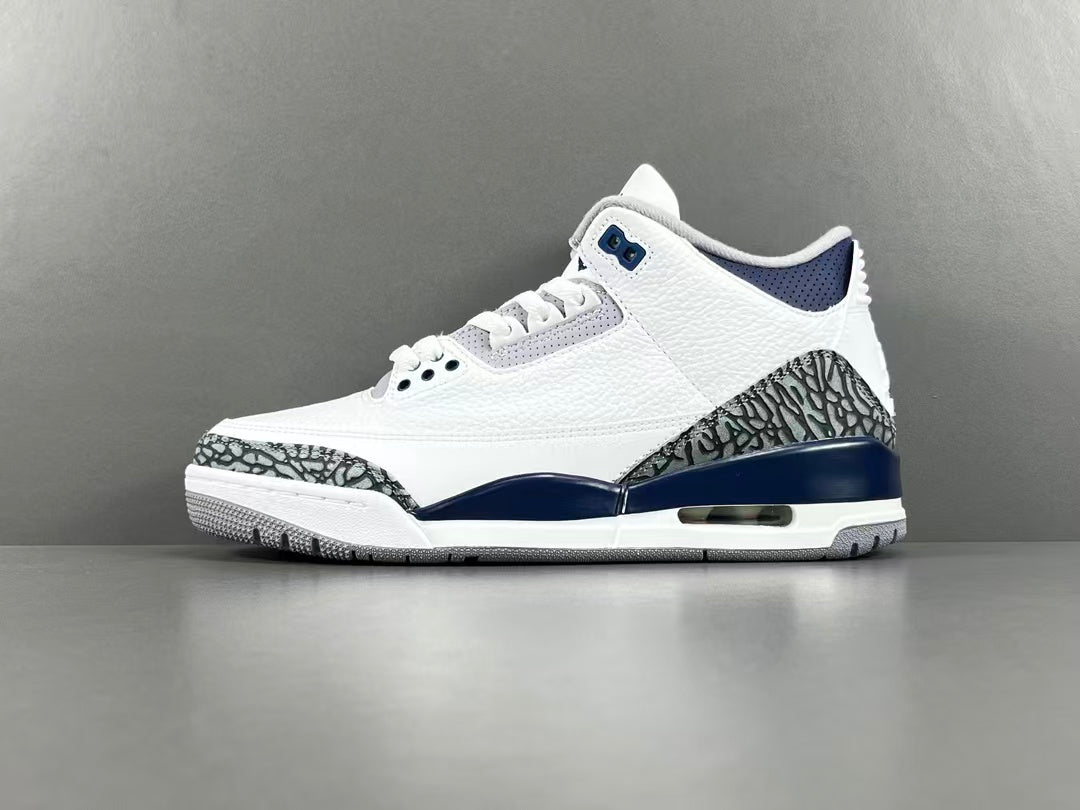 Premium White Navy Blue Leather Sneakers