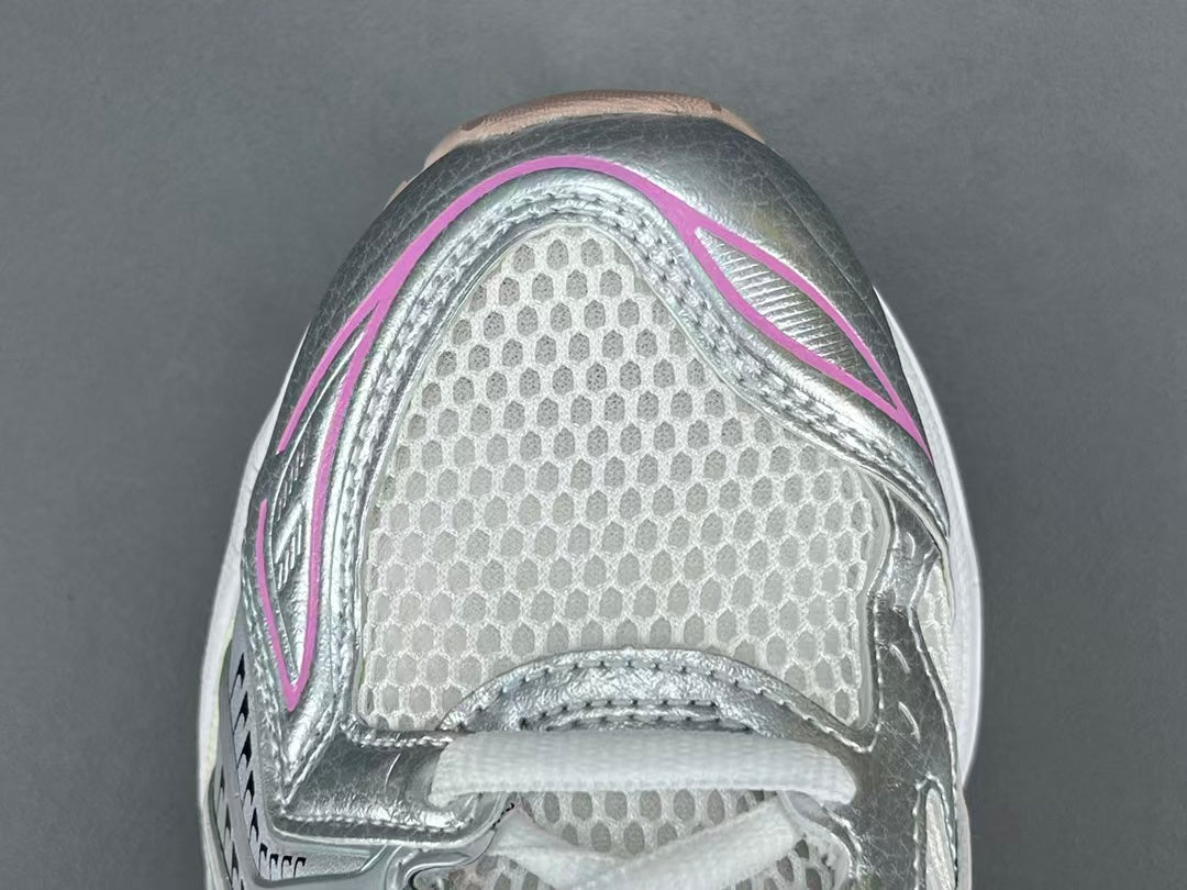 Women's Silver Pink Mesh Running Sneakers | Lightweight Cushion Sports Shoes