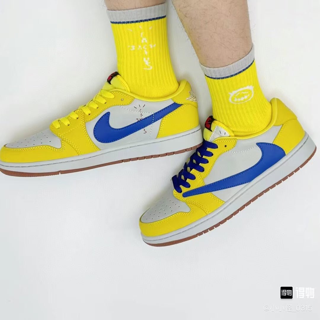 Yellow & Blue Low Top Sneakers | Premium Casual Sports Shoes
