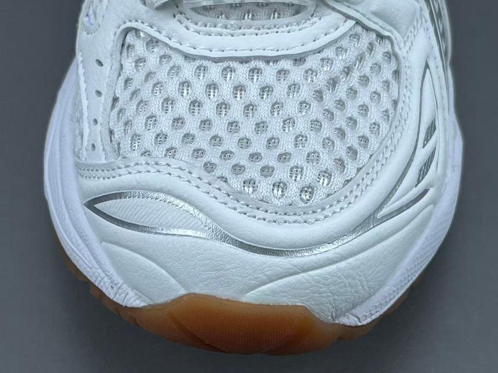 White Silver Running Shoes | Breathable Athletic Sneakers